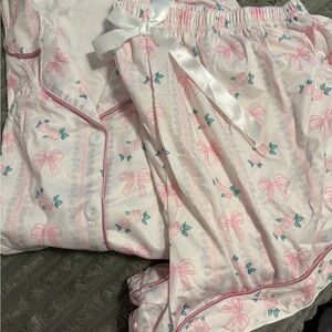 NEW Pink Bow and Floral Pajama Set